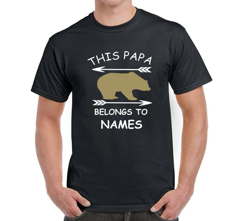 Men's Novelty T shirt This Papa Bear Belongs to Personalise With Names custom printed tshirt Fashion Style Men Tee 2019 hot tees